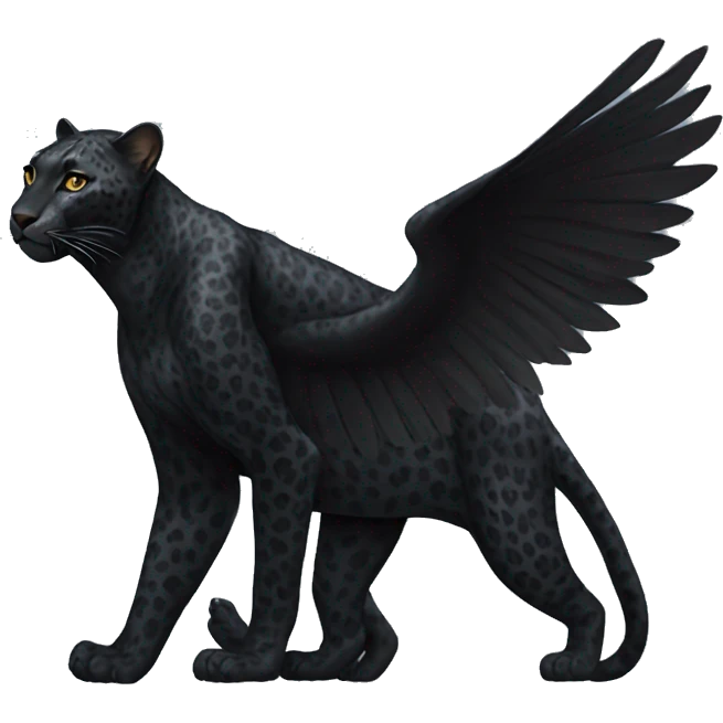 realistic winged black leopard emoji