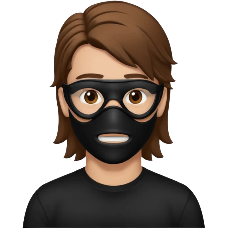 A guy with a brown mullet and a black mask over his mouth and nose emoji