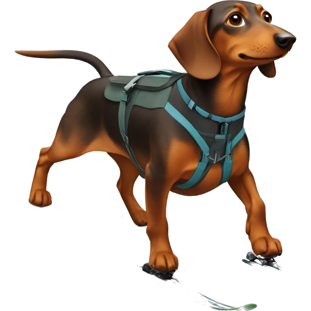 Daschund skiing on a mountain emoji
