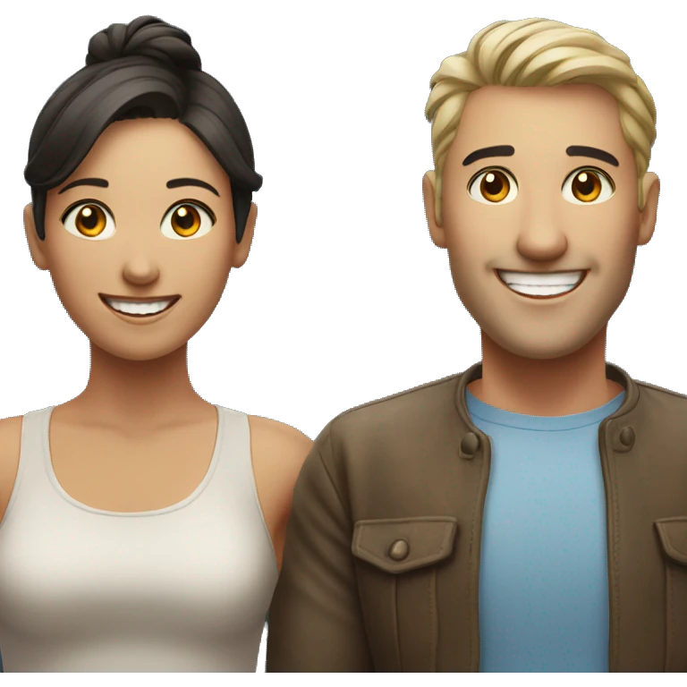 A lovely couple smiling at camera emoji