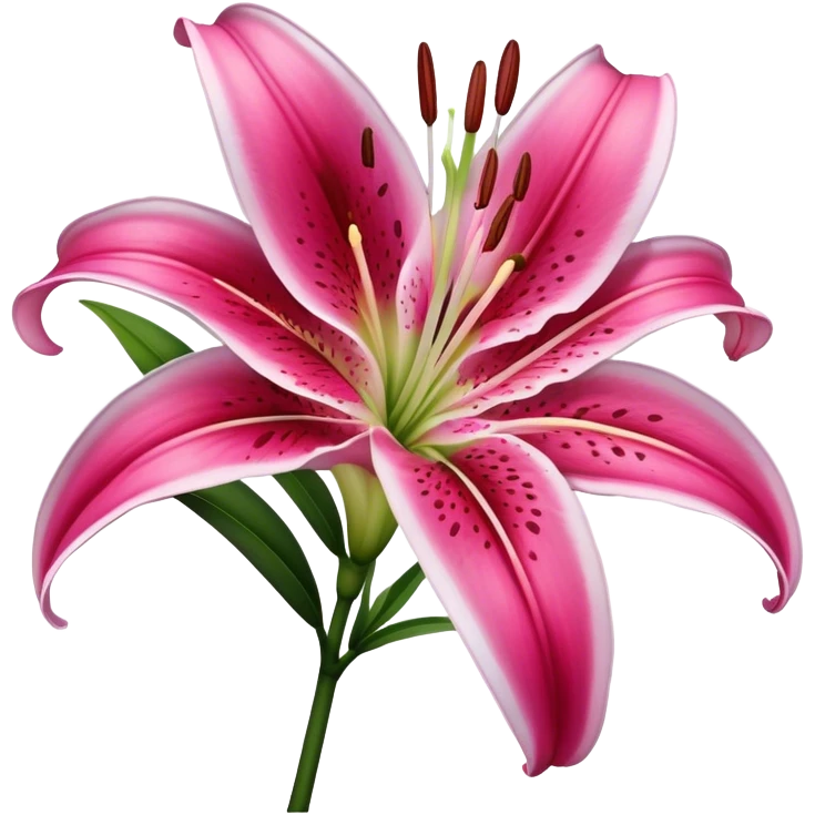 single Deep Pink Oriental Lily with White Edge, straight stem emoji