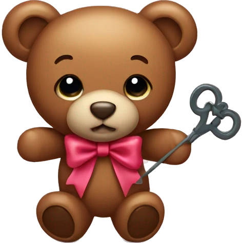 Teddy bear with a pick bow emoji