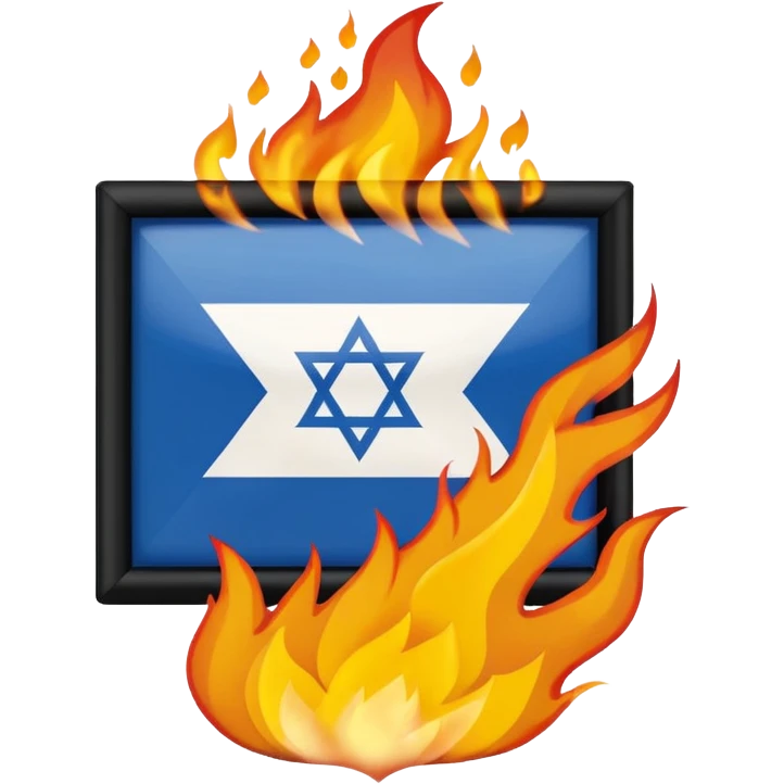 اسرائیل درحال آتیش گرفتن پرچم emoji