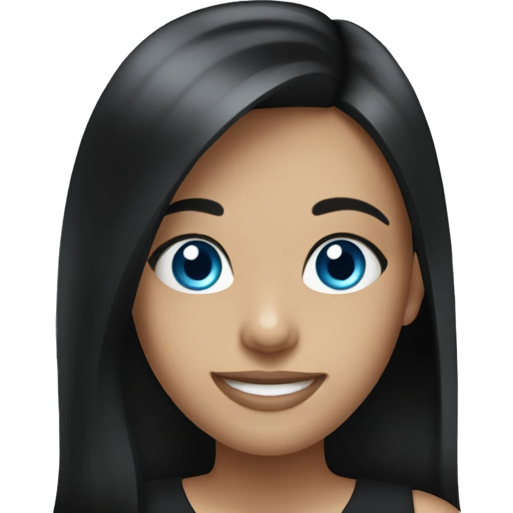 smiling girl with blue eyes black dress emoji