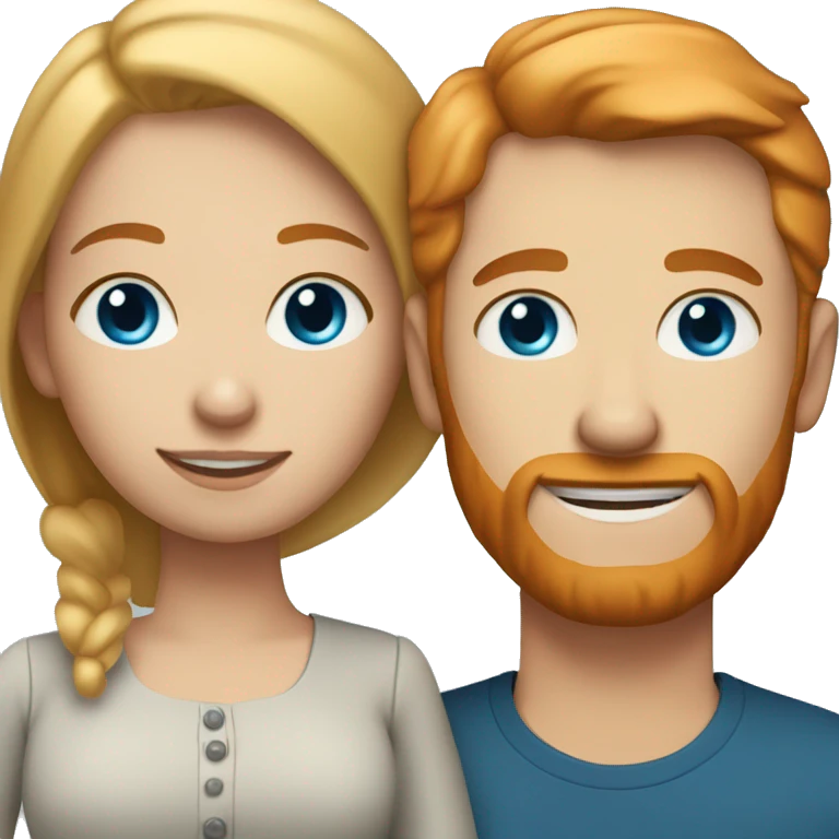 girl with blue eyes and blonde hair and husband by with ginger hair and short ginger beard  emoji