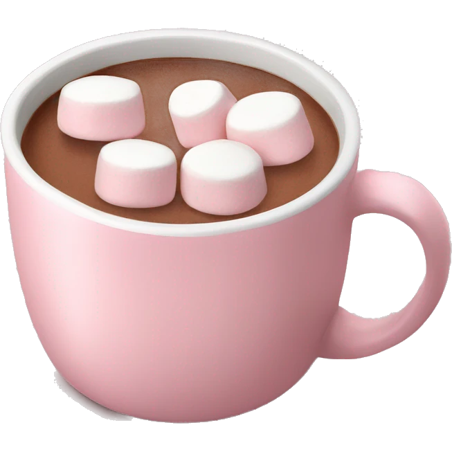 Light Pink mug of hot chocolate with marshmallows  emoji
