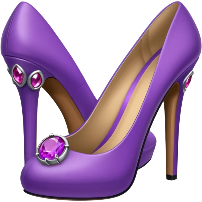 varnished purple leather high hell with purple gem stone emoji