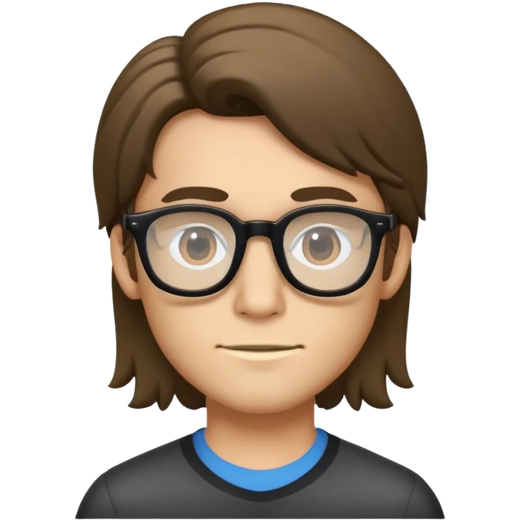 Un chico con pelo largo con gafas y patillas  emoji