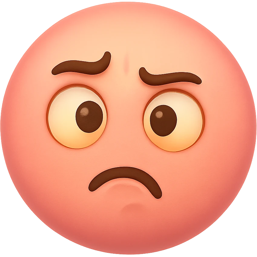 pink face with confused expression emoji, digital illustration, no background emoji
