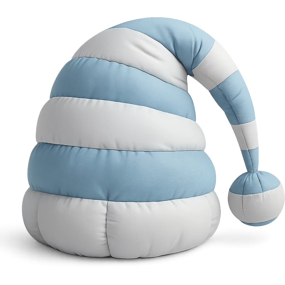 blue and white striped sleep cap in cushion style emoji