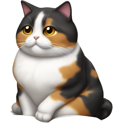 Fat calico cat reading emoji