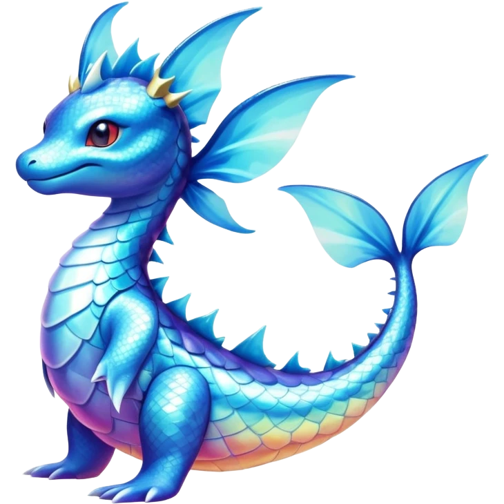 Shiny Exotic Colorful epic Lapras-Salamence-Vaporeon-Fakémon-hybrid-creature (full body)  emoji