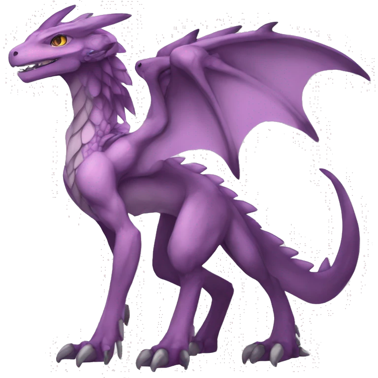 Mauve-violet-colored anthro-genesect-raptor-dragonkin-scalie-sona-Fakémon-hybrid with a mane on head and back full body emoji