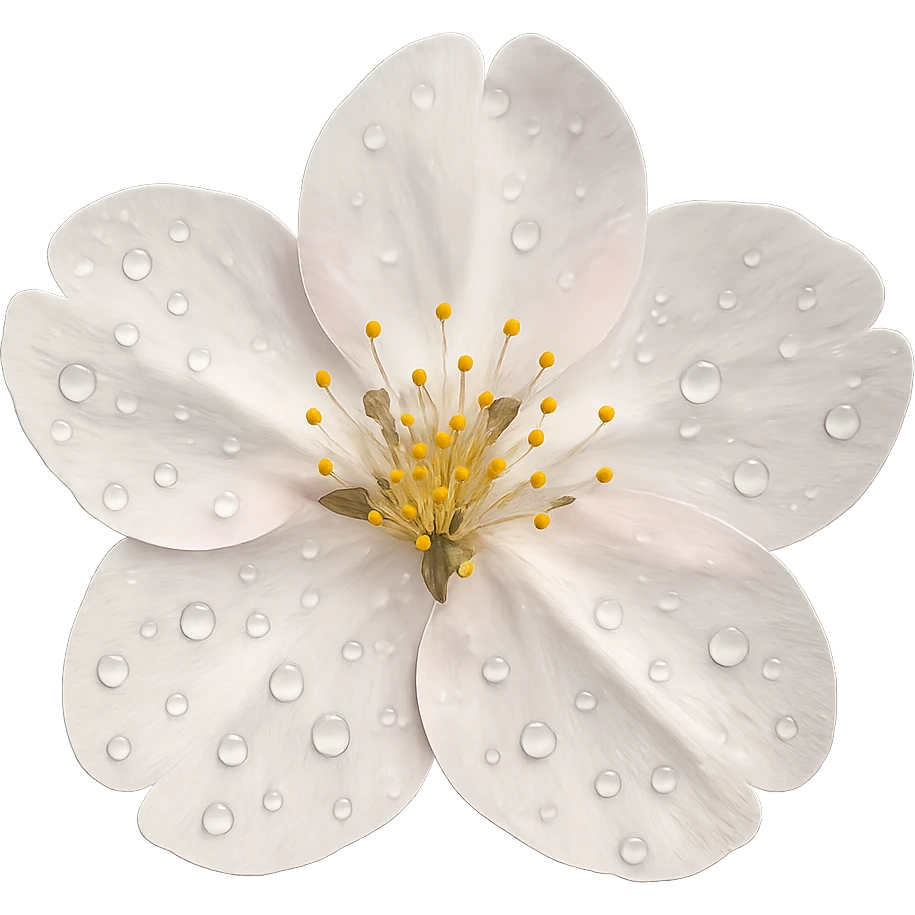 sakura blossom with dew drops emoji