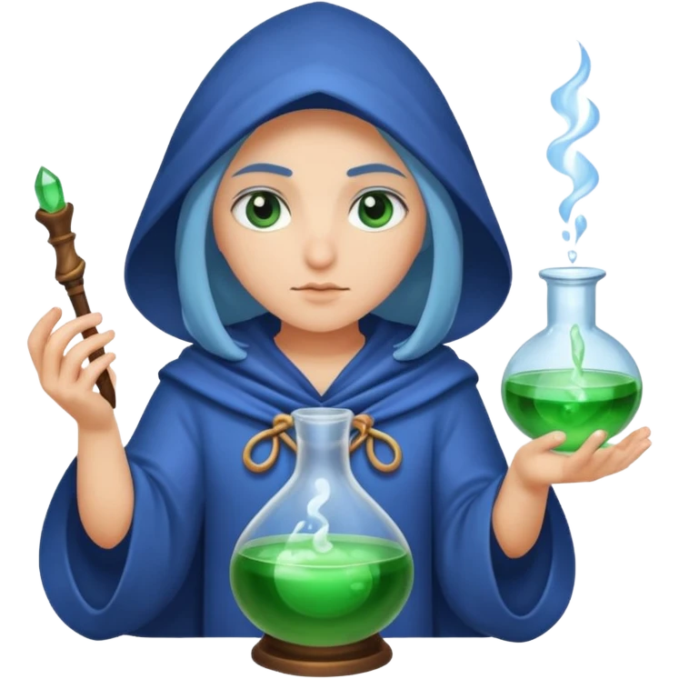 rune mage stirring potion slowly eye contact emoji