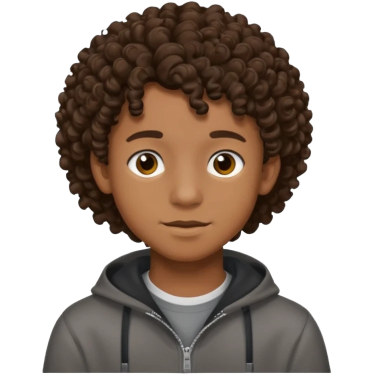Black 15 year old boy with curly brown hair emoji