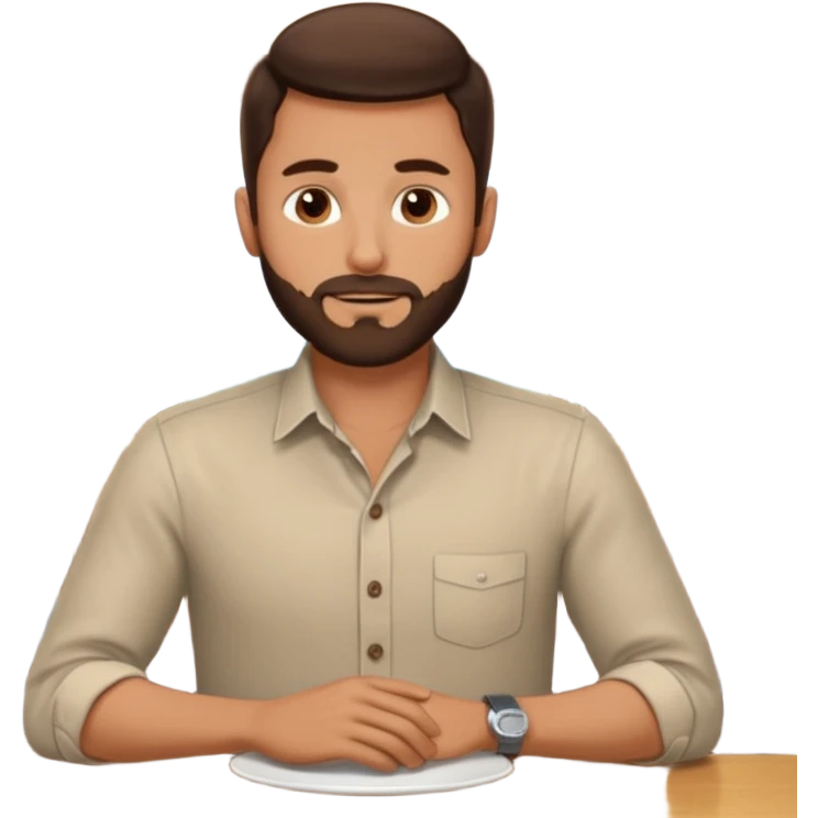 Brunette Guy with very short beard at a restuarant emoji