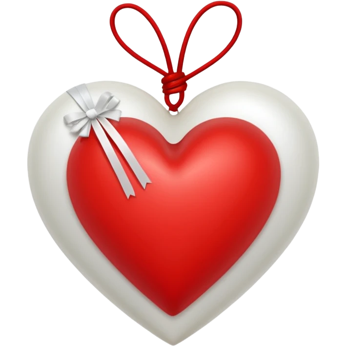 Red heart with white silk strings wrapped around it emoji