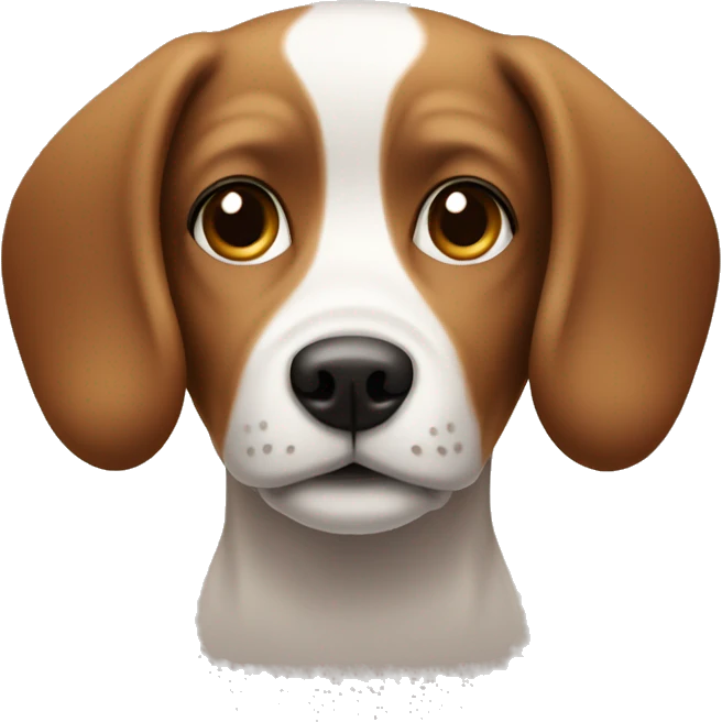 Small brown and white dog with short floppy ears and small nose emoji