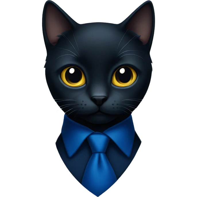 black cat in a dark blue tie emoji