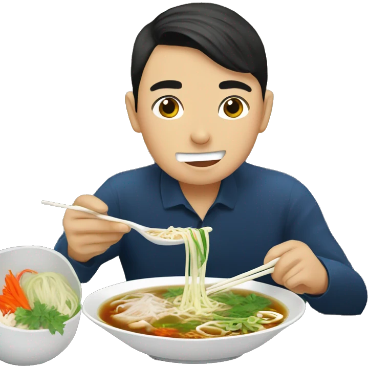 eating pho in hanoi emoji