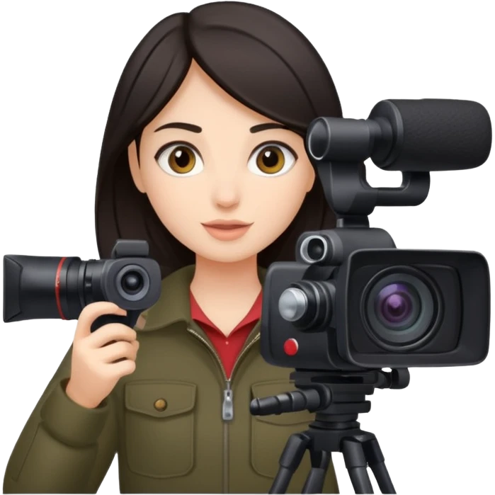 quiero crear una chica con una camara como si estuviese grabando vlog con el pelo oscuro  emoji
