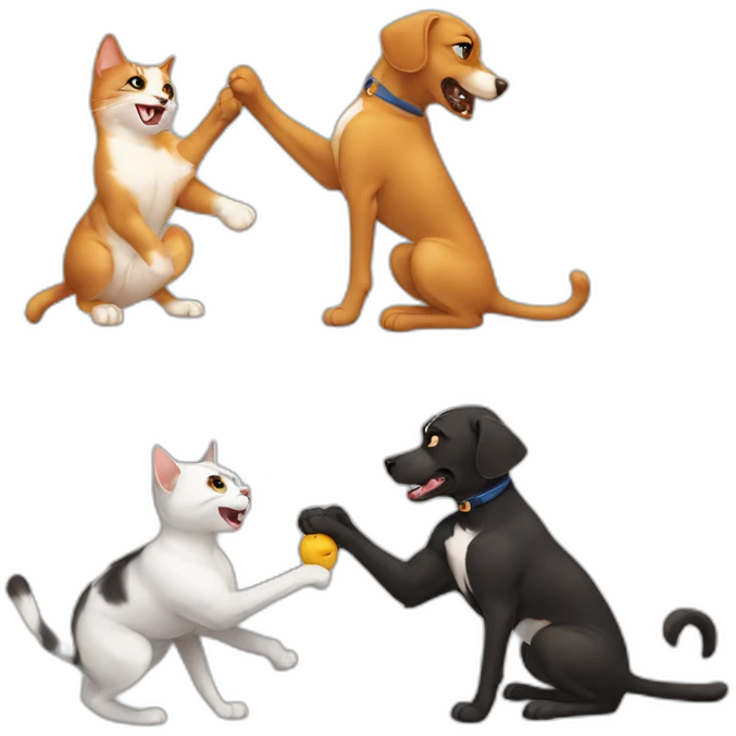 Cat fight a dog emoji