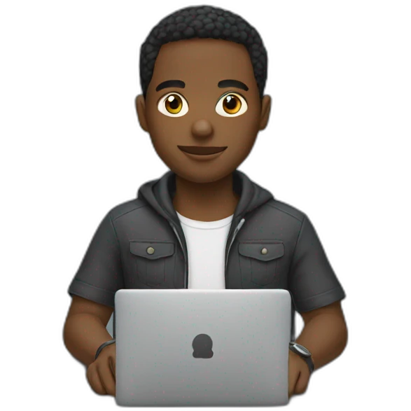 black young man coding emoji