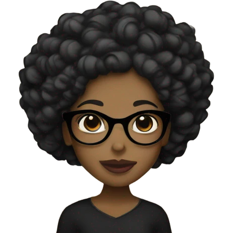 Black girl with black glasses curly black hair big lips  emoji