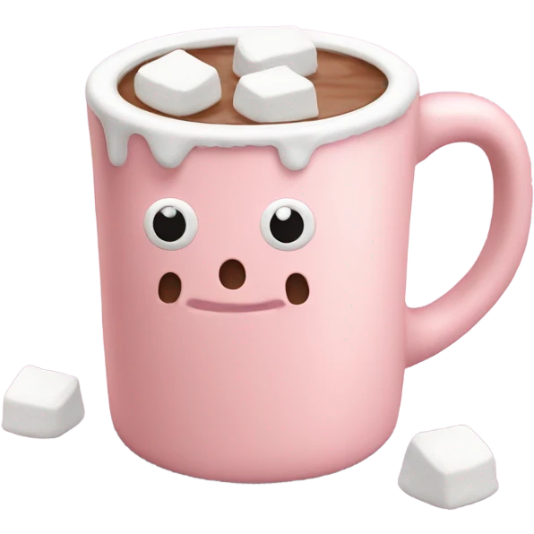 Light Pink mug of hot chocolate with marshmallows  emoji