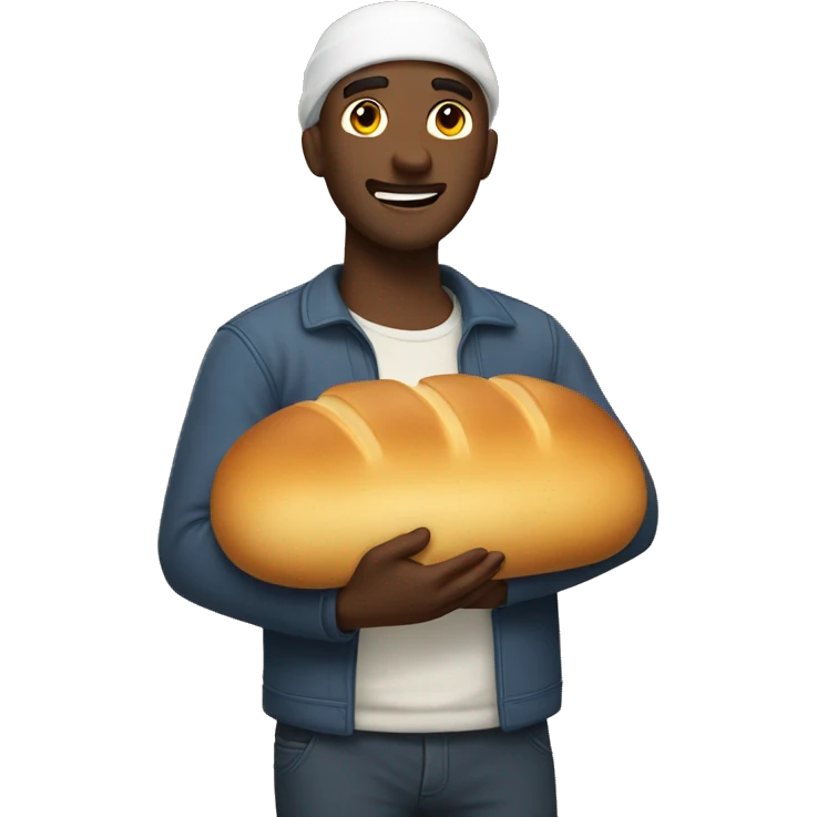Man hugging a bread emoji