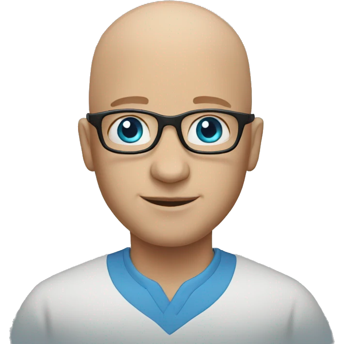 bald man with glasses and blue eyes welcoming  emoji