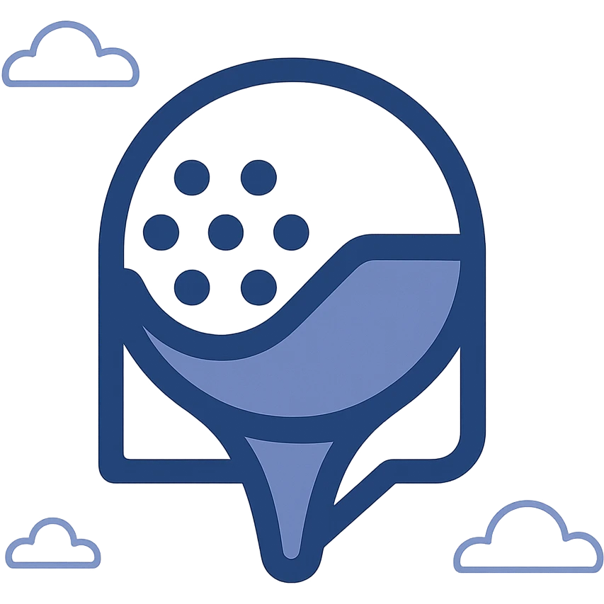 TeeTalk app icon, abstract style: stylized golf ball and chat icon merged into a single geometric form, techy and clean emoji