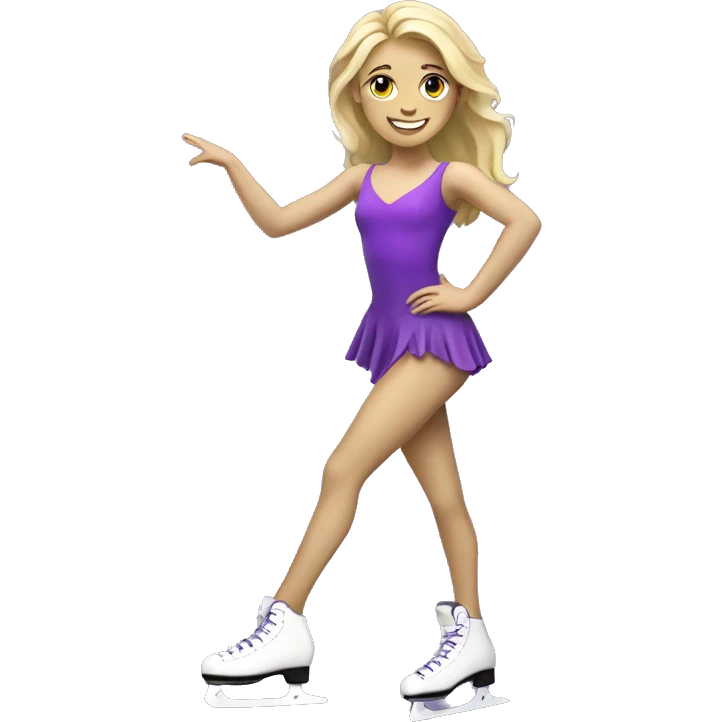 figure skater in purple skates blonde  emoji