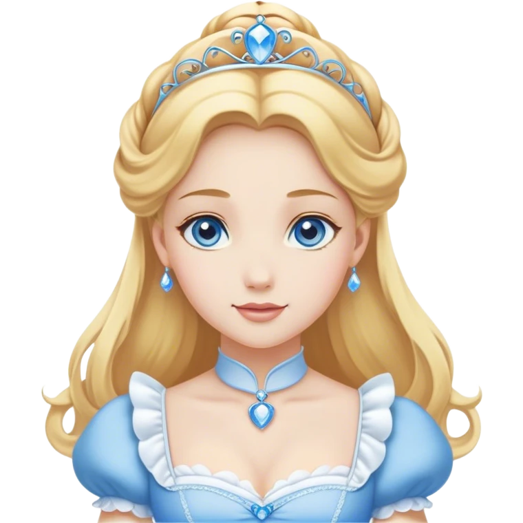 Cinematic Elegant Cinderella Portrait Emoji, Graceful and poised in her classic maid attire, golden locks cascading softly, bright blue eyes full of hope, a gentle glow of kindness and determination, delicate and humble yet undeniably beautiful, evoking the moment before her magical transformation, pure enchantment in her gaze! emoji