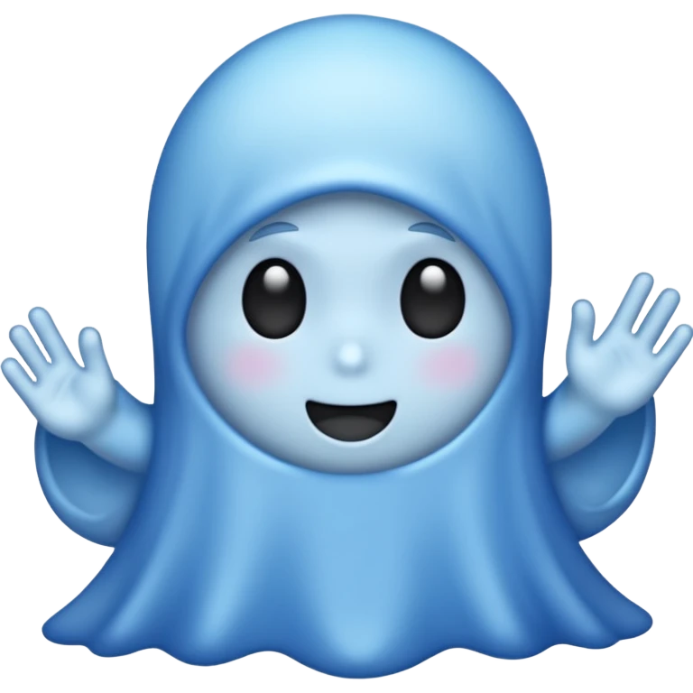Cute blue ghost siéging heil emoji