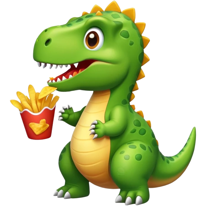 Dinosaur eating chips emoji