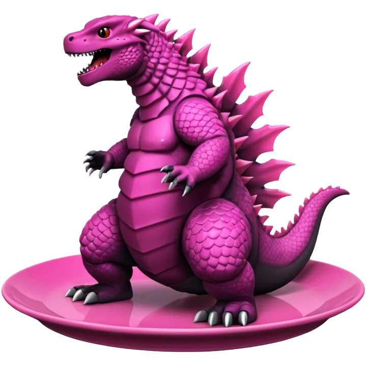 Godzilla Evolved pink plates black scales city backround emoji