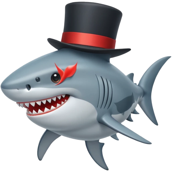 Shark with a top hat emoji