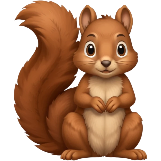 a squirrel with a thoughtful expression, sitting and holding its chin emoji