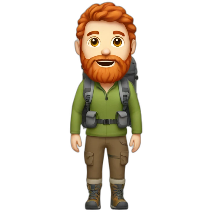 Redhead with beard hiking emoji