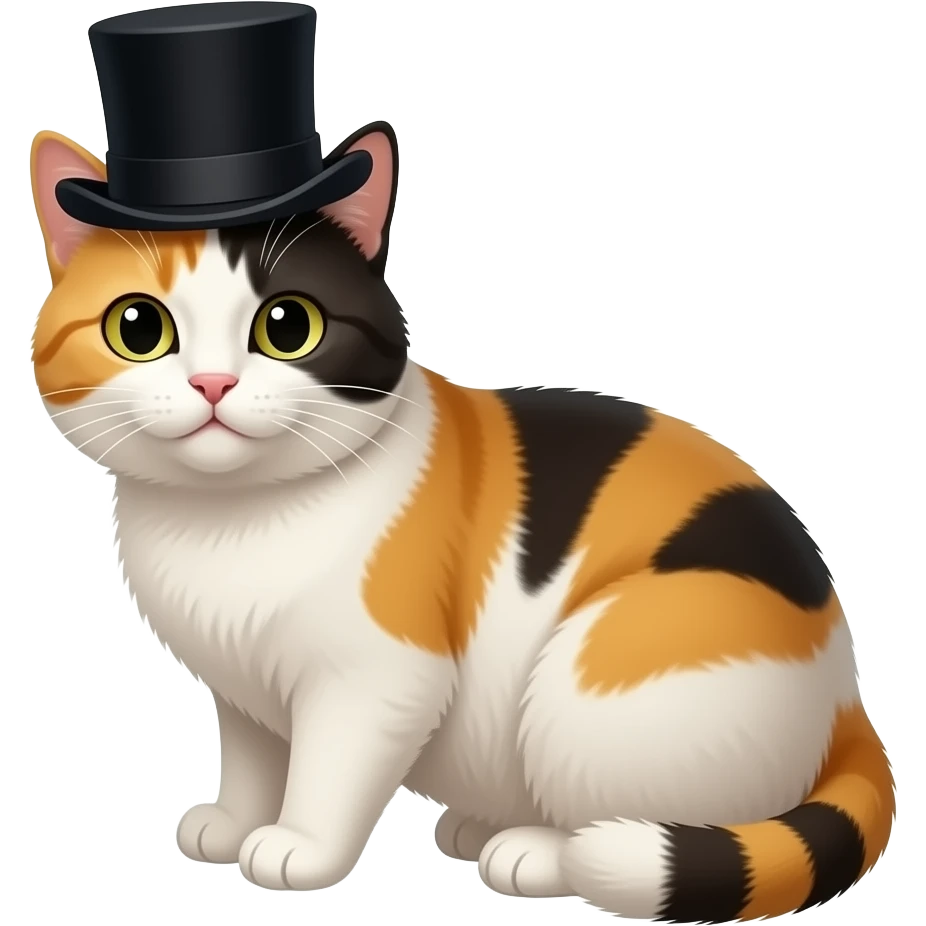 Calico Cat with a top hat emoji