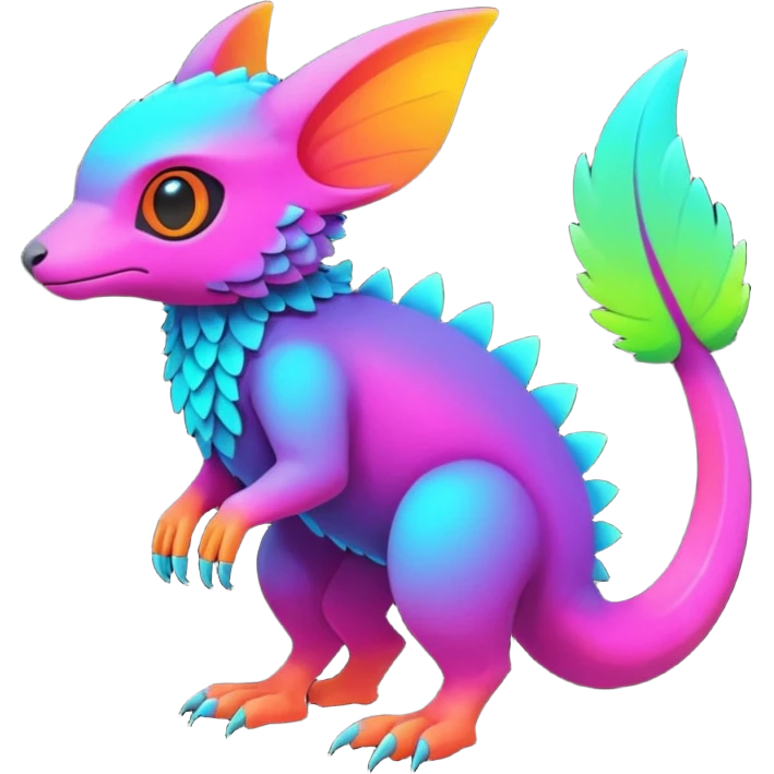 futuristic lush warm-colored neon-colored Fakémon-Trico-creature (full body) emoji