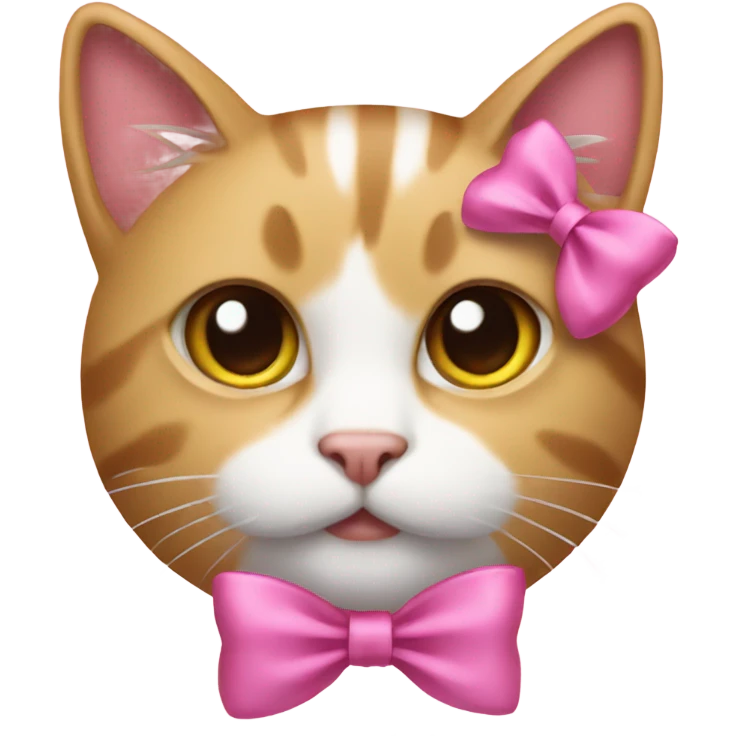Cat with two pink bows on emoji