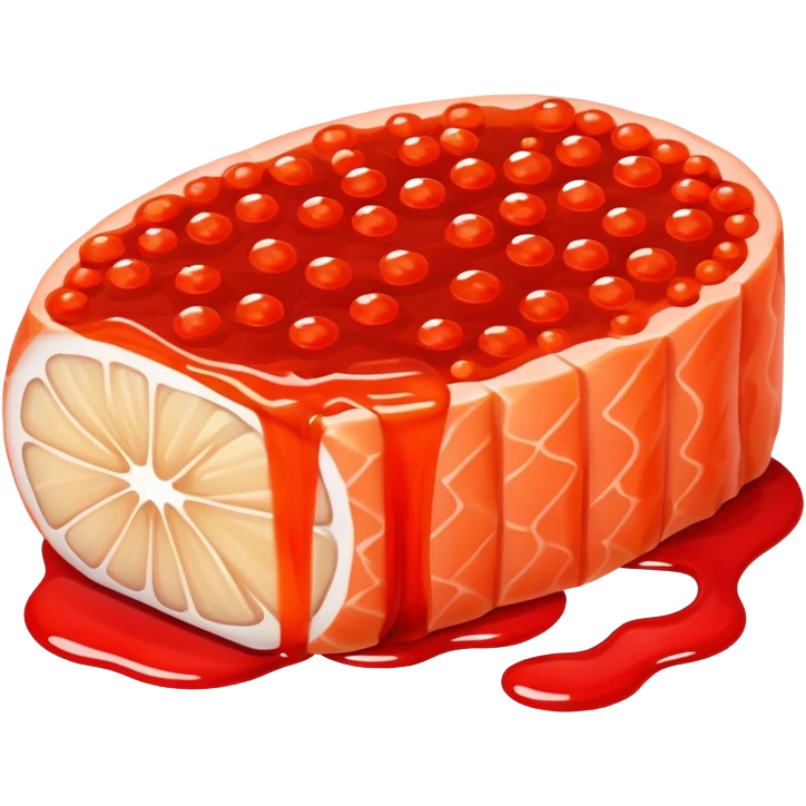 Sliced fish roe with red wax cover emoji