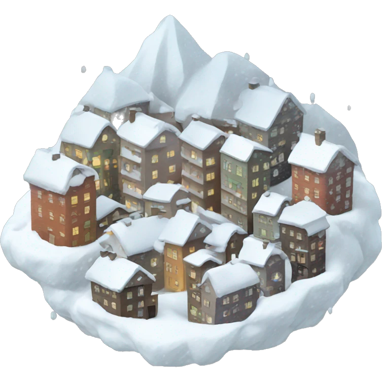 Snow falling on a tiny city  emoji
