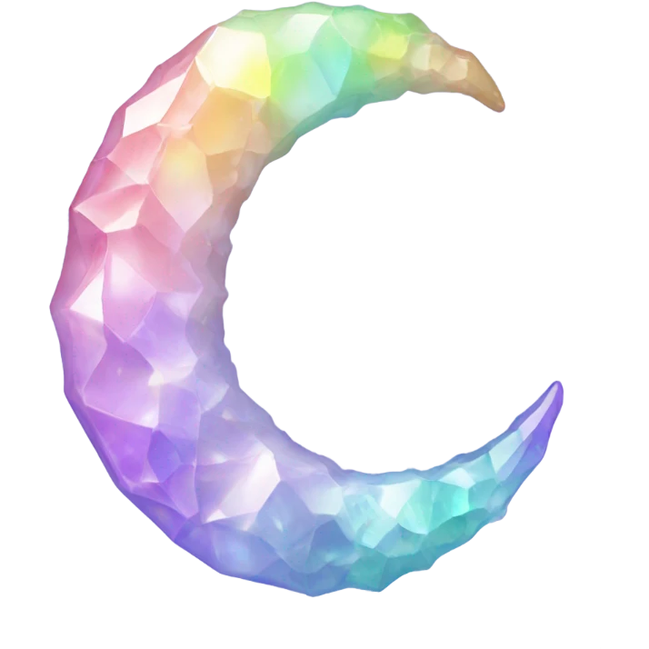 Pastel iridescent rainbow crystal crescent emoji