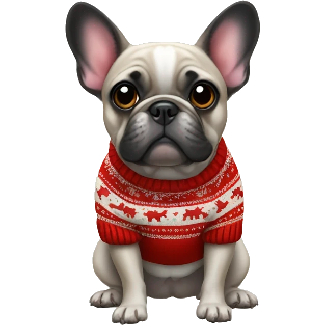 french bulldog wearing christmas sweater   emoji