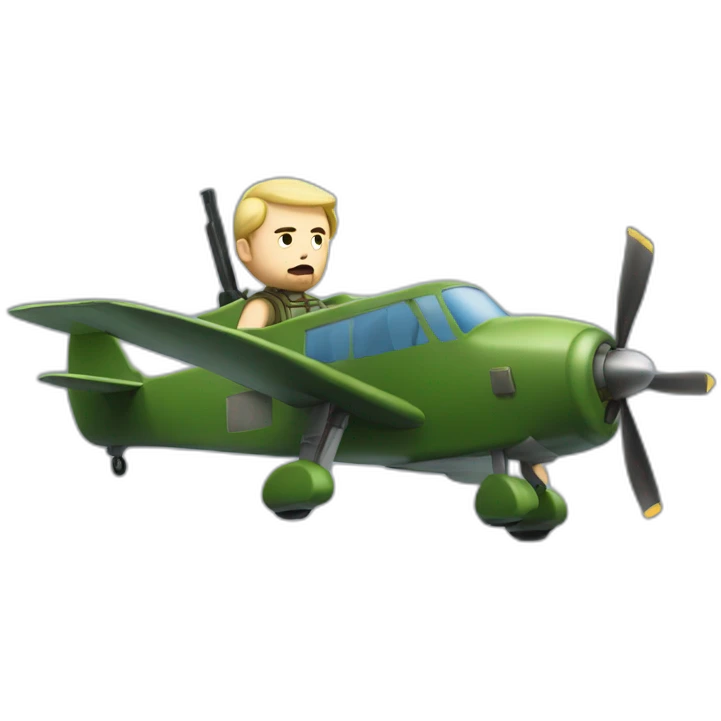 white man with small beard flying plane playing airsoft emoji