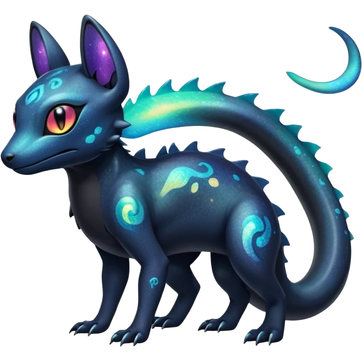 Colorful Iridescent Exotic Nebulae Salandit-Amaura-Umbreon-Fakémon-hybrid-creature (full body)  emoji